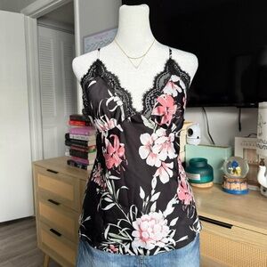 black floral lace cami